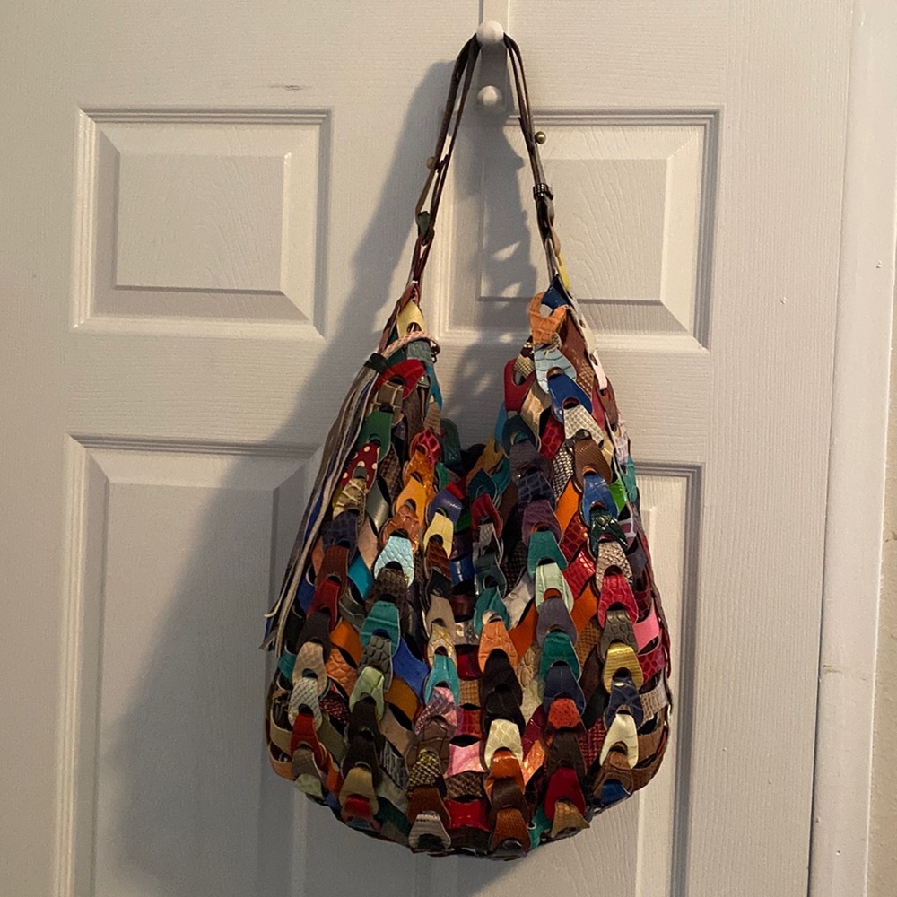 Jesslyn Blake Rainbow Harlow leather boho bag